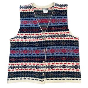 Vintage Southern Lady knit sweater vest Nordic Winter Christmas festive v neck